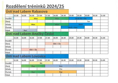 Rozvrh tréninků 2024/2025